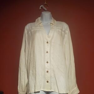Cream Button-Up Women's Blouse